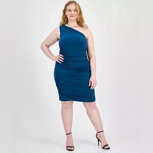Emerald Sundae Plus Size One-Shoulder Ruched Dress – Size 20 NWT